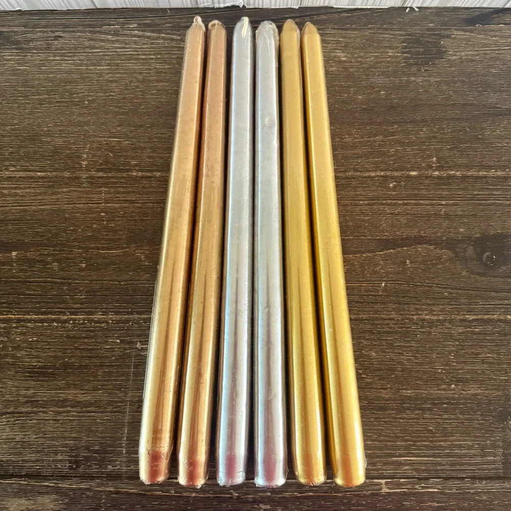NOS Studio Nova Walmart Metallic Taper Candles Gold Silver 12
